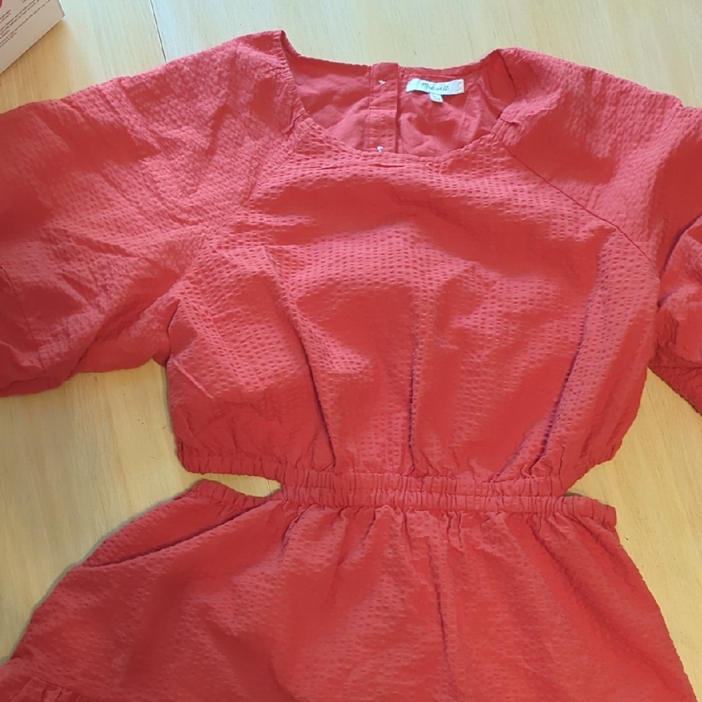 Madewell Women's Red Textured Midi Dress